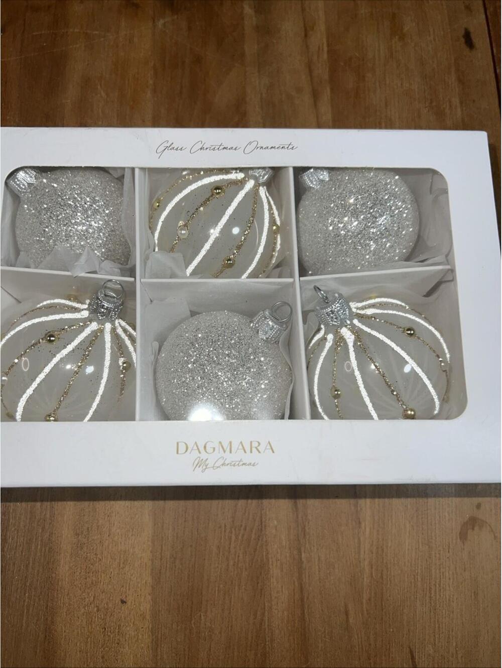 Dagmara Glass Christmas Ornaments, Set Of 6 New